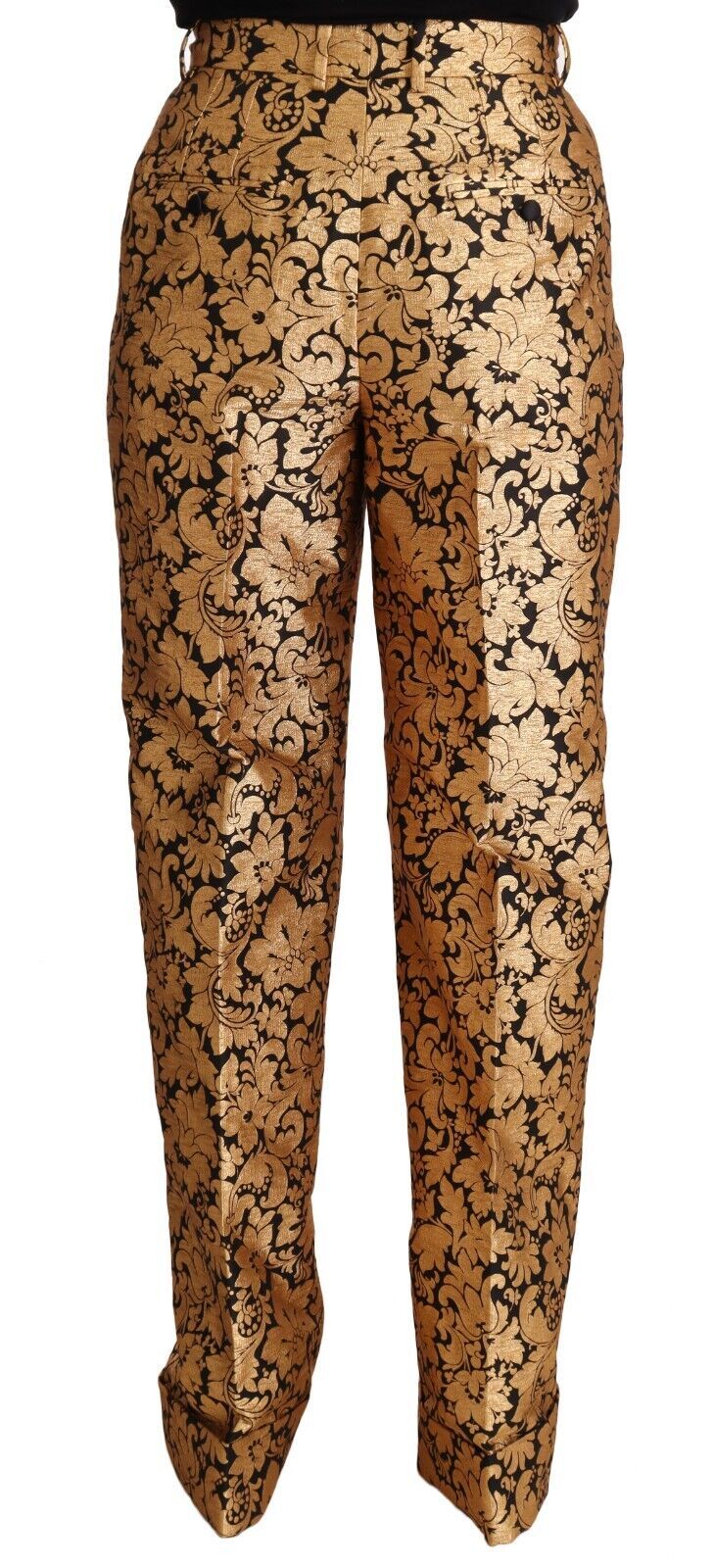 Dolce &amp; Gabbana gerade Hose aus Polyester mit goldfarbenem Blumen-Jacquard