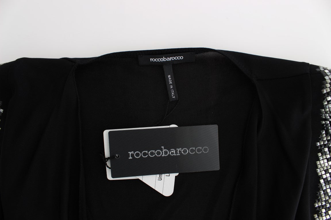 Roccobarocco Black 장식 저지 미니 칼집 짧은 드레스