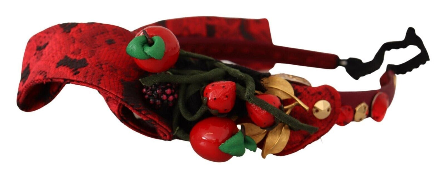 Dolce & Gabbana Red Tiara Berry 과일 크리스탈 활 인 머리카락 머리 대역