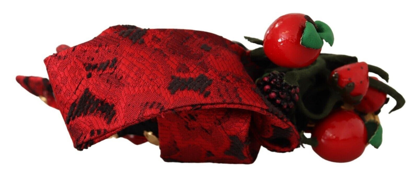 Dolce & Gabbana Red Tiara Berry 과일 크리스탈 활 인 머리카락 머리 대역