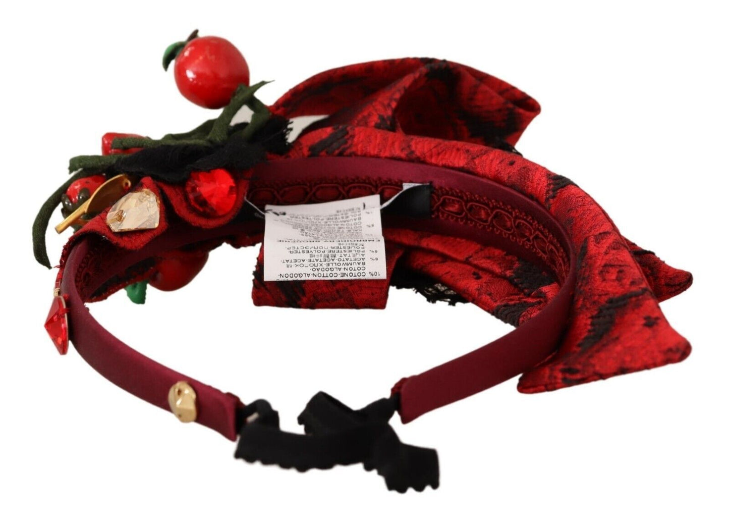 Dolce & Gabbana Red Tiara Berry 과일 크리스탈 활 인 머리카락 머리 대역