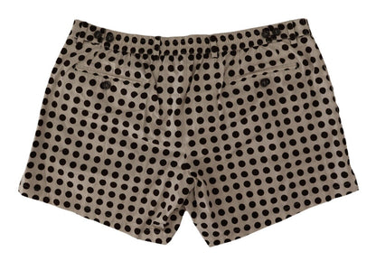 Dolce &amp; Gabbana Schwarz-weiß gepunktete Baumwoll-Leinen-Shorts