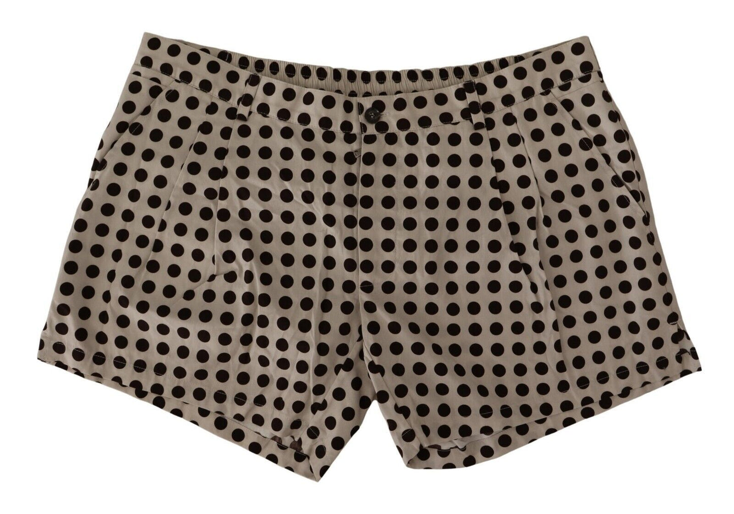 Dolce &amp; Gabbana Schwarz-weiß gepunktete Baumwoll-Leinen-Shorts