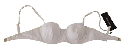 Dolce & Gabbana White Nylon Semi Pad Balconnet Bra 속옷