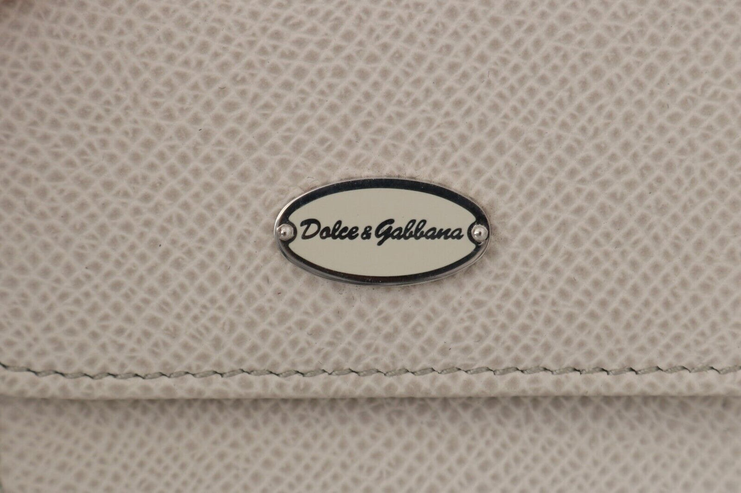 Dolce & Gabbana White Dauphine 가죽 홀더 포켓 지갑 콘돔 케이스