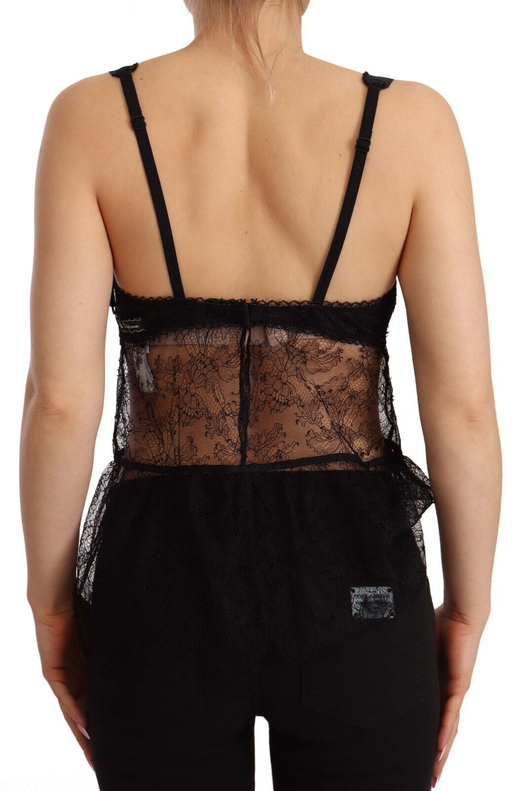 Dolce & Gabbana Black Silk Lace Babydoll 나일론 란제리 탑