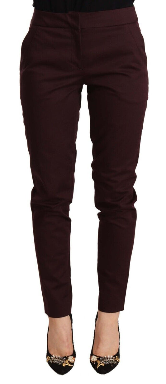 Just Cavalli Maroon Mid Waist Skinny Damen Hose