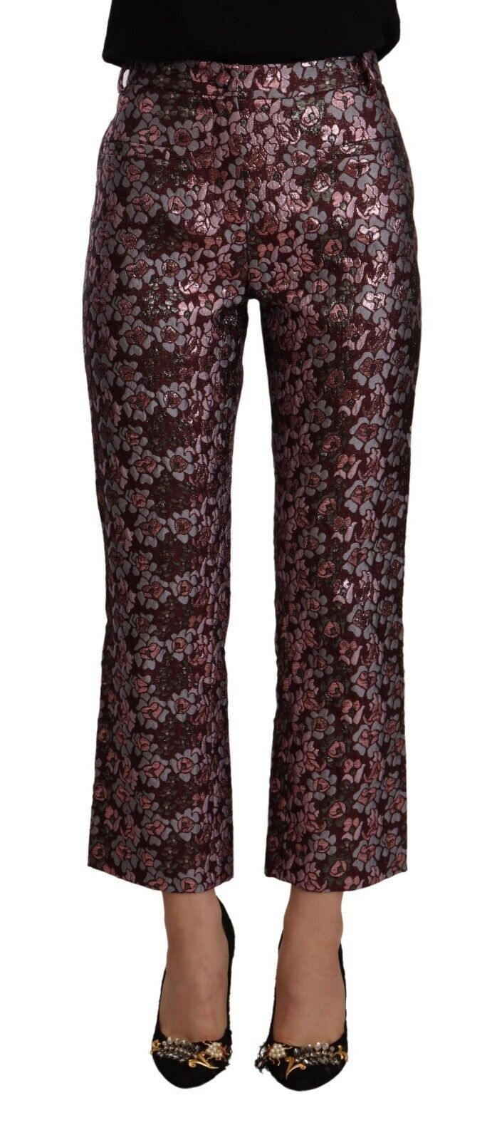 Mehrfarbige, ausgestellte, kurze Hose aus Jacquard mit Blumenmuster von House of Holland