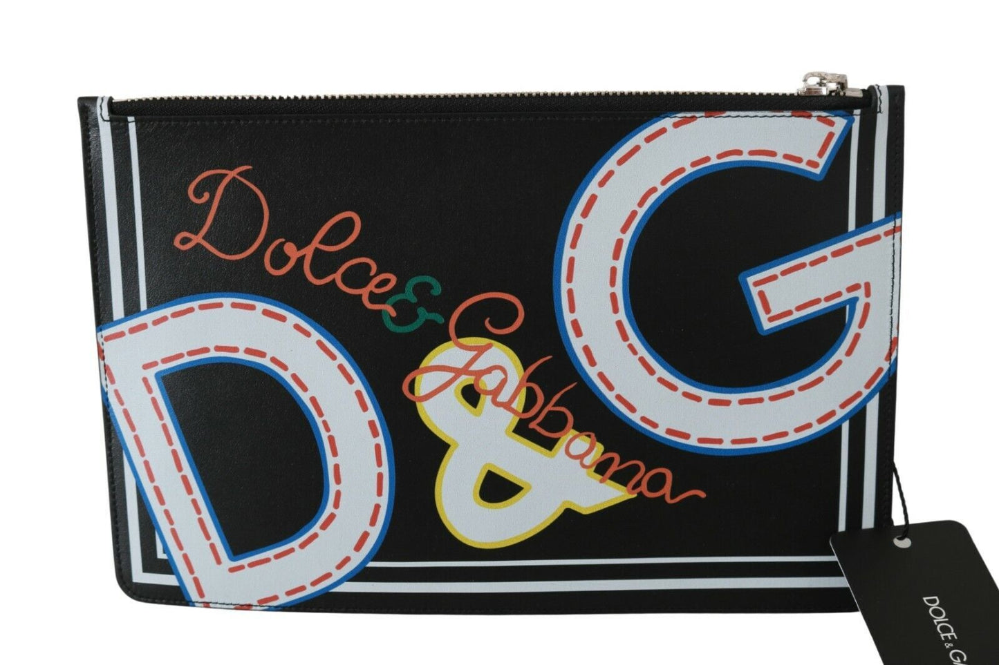 Dolce & Gabbana Black DG Print Mens 지퍼 코인 지갑 가죽 지갑