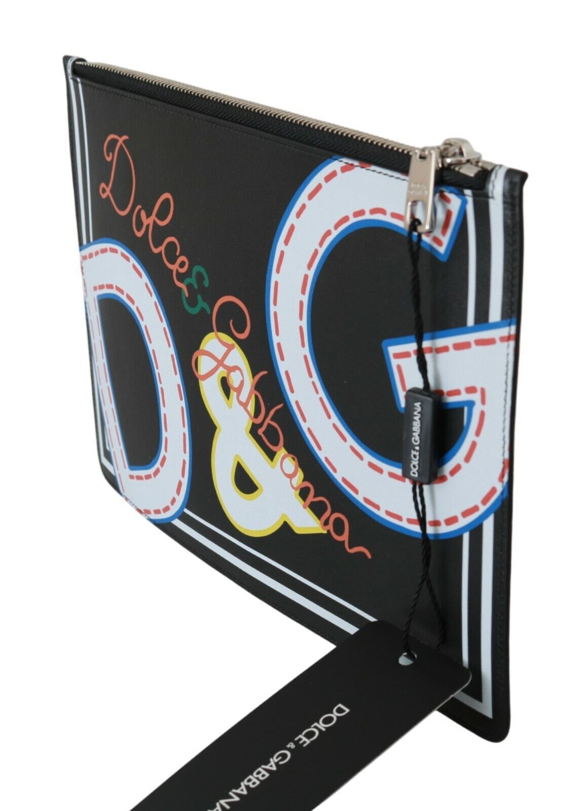 Dolce & Gabbana Black DG Print Mens 지퍼 코인 지갑 가죽 지갑