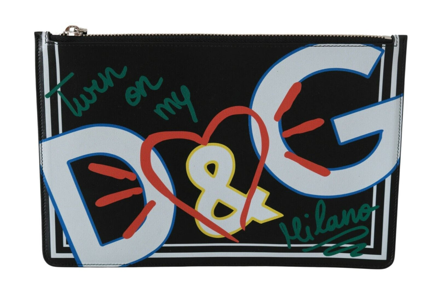 Dolce & Gabbana Black DG Print Mens 지퍼 코인 지갑 가죽 지갑