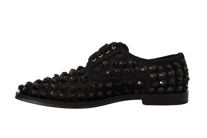 Dolce & Gabbana Black Lace Up Studded Portmal Flats 신발