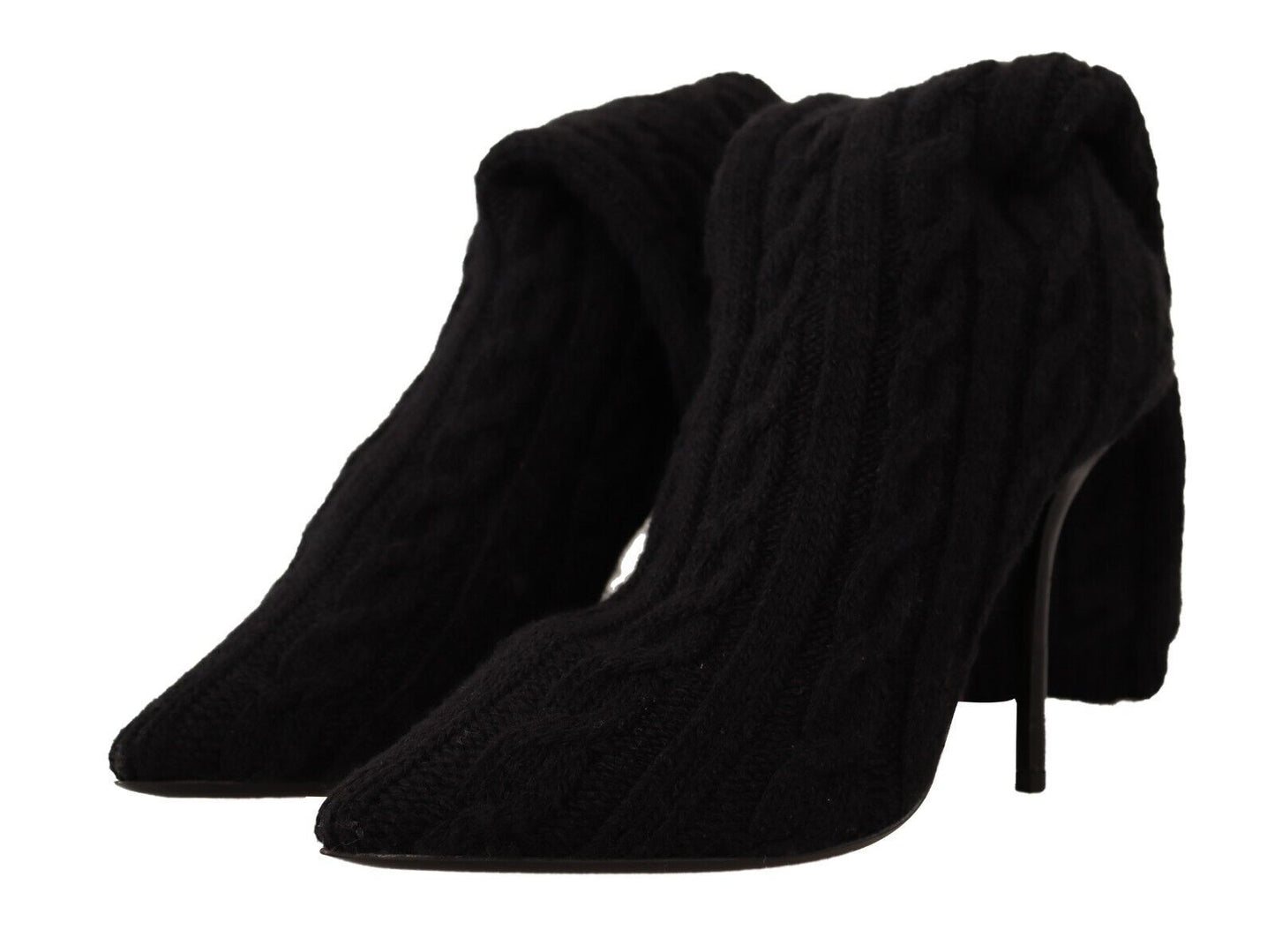 Dolce & Gabbana Black Stretch Socks Knee High Booties Shoes