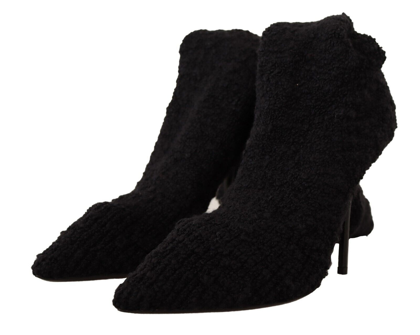 Dolce & Gabbana Black Stretch Socks Knee High Booties Shoes