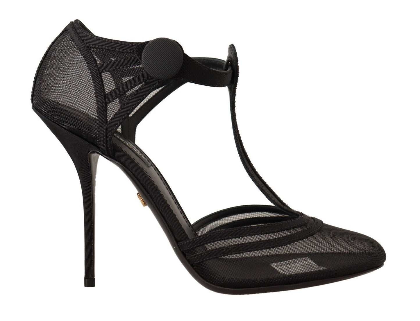 Dolce &amp; Gabbana schwarze Mesh-Pumps mit T-Riemen und Stiletto-Absätzen