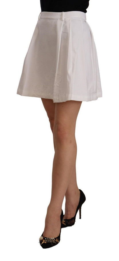 Ermanno Scervino White High High High A-Line Mini Cotton Skirt