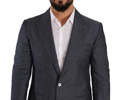 Dolce & Gabbana Blue Linen Cotton Jacket Taormina Blazer