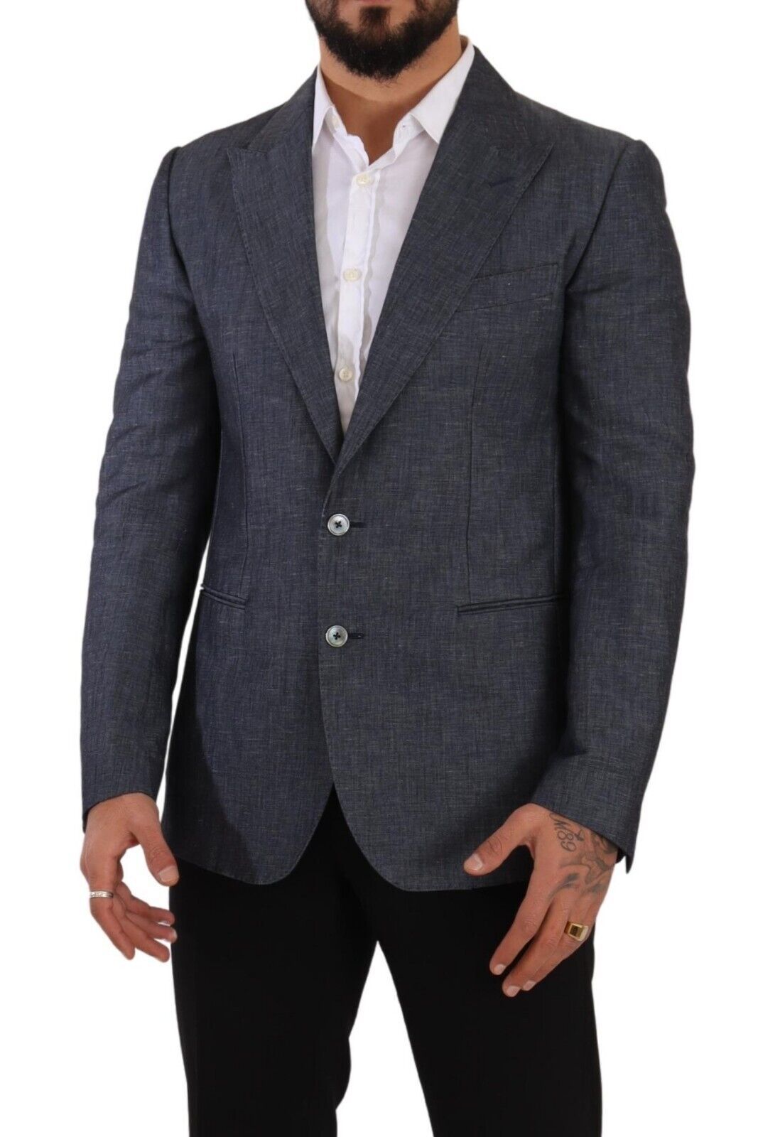 Dolce & Gabbana Blue Linen Cotton Jacket Taormina Blazer