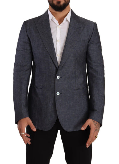 Dolce & Gabbana Blue Linen Cotton Jacket Taormina Blazer