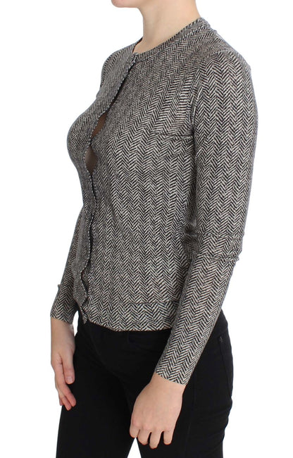 Dolce &amp; Gabbana Schwarz-weißer Woll-Cardigan-Pullover