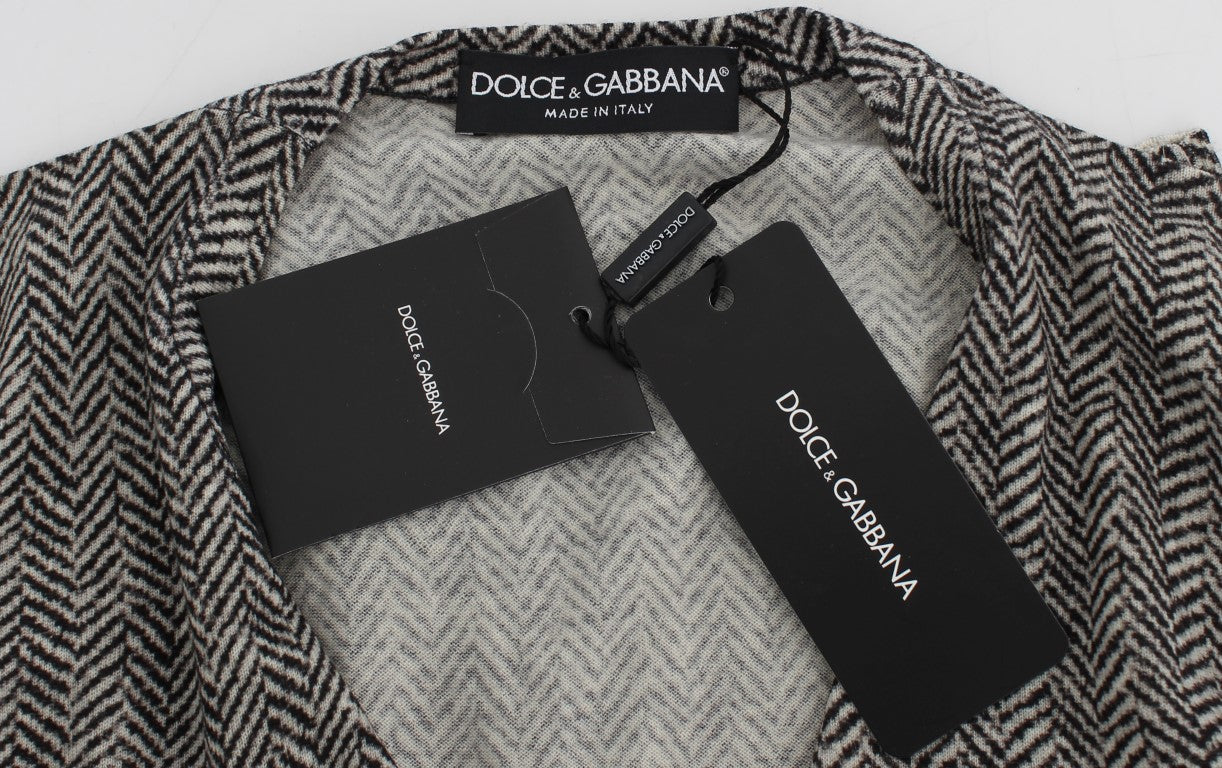 Dolce &amp; Gabbana Schwarz-weißer Woll-Cardigan-Pullover