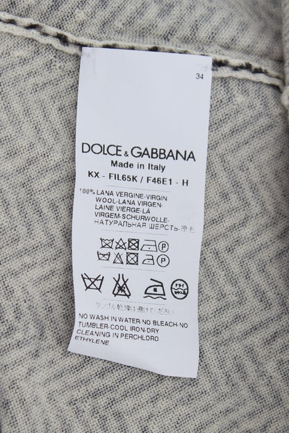 Dolce &amp; Gabbana Schwarz-weißer Woll-Cardigan-Pullover