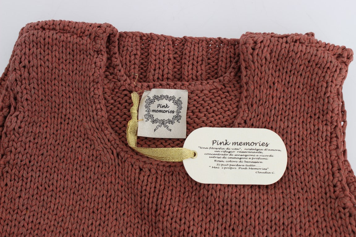 PINK MEMORIES Roter ärmelloser Strickpullover aus Baumwollmischung