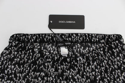 Dolce & Gabbana Black White Floral Lace Silk 잠자기 반바지