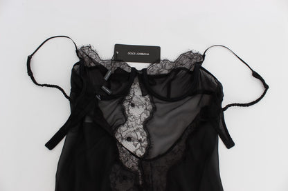 Dolce & Gabbana Black Silk Lace Babydoll 란제리 탑