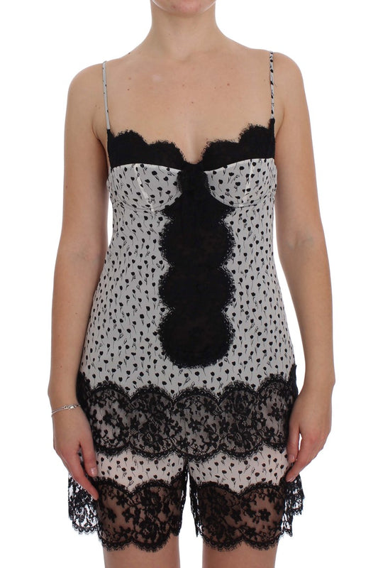 Dolce & Gabbana Black Silk Lace Babydoll 란제리 탑