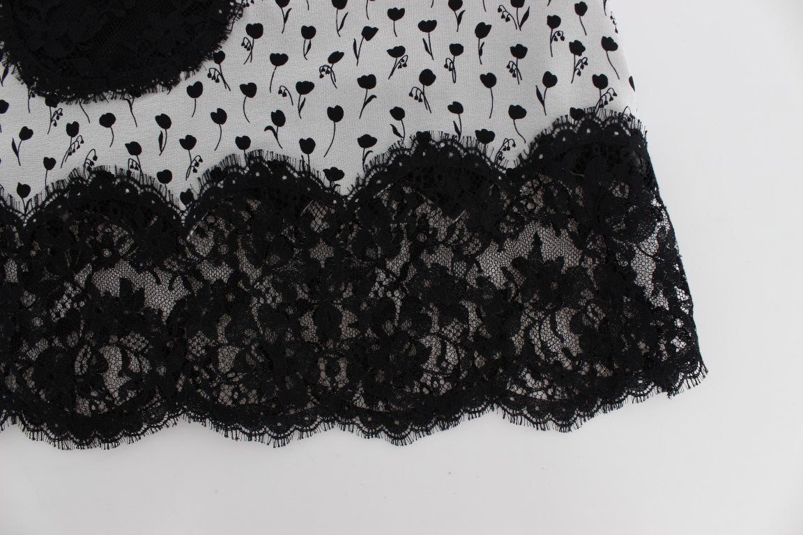 Dolce & Gabbana Black Silk Lace Babydoll 란제리 탑