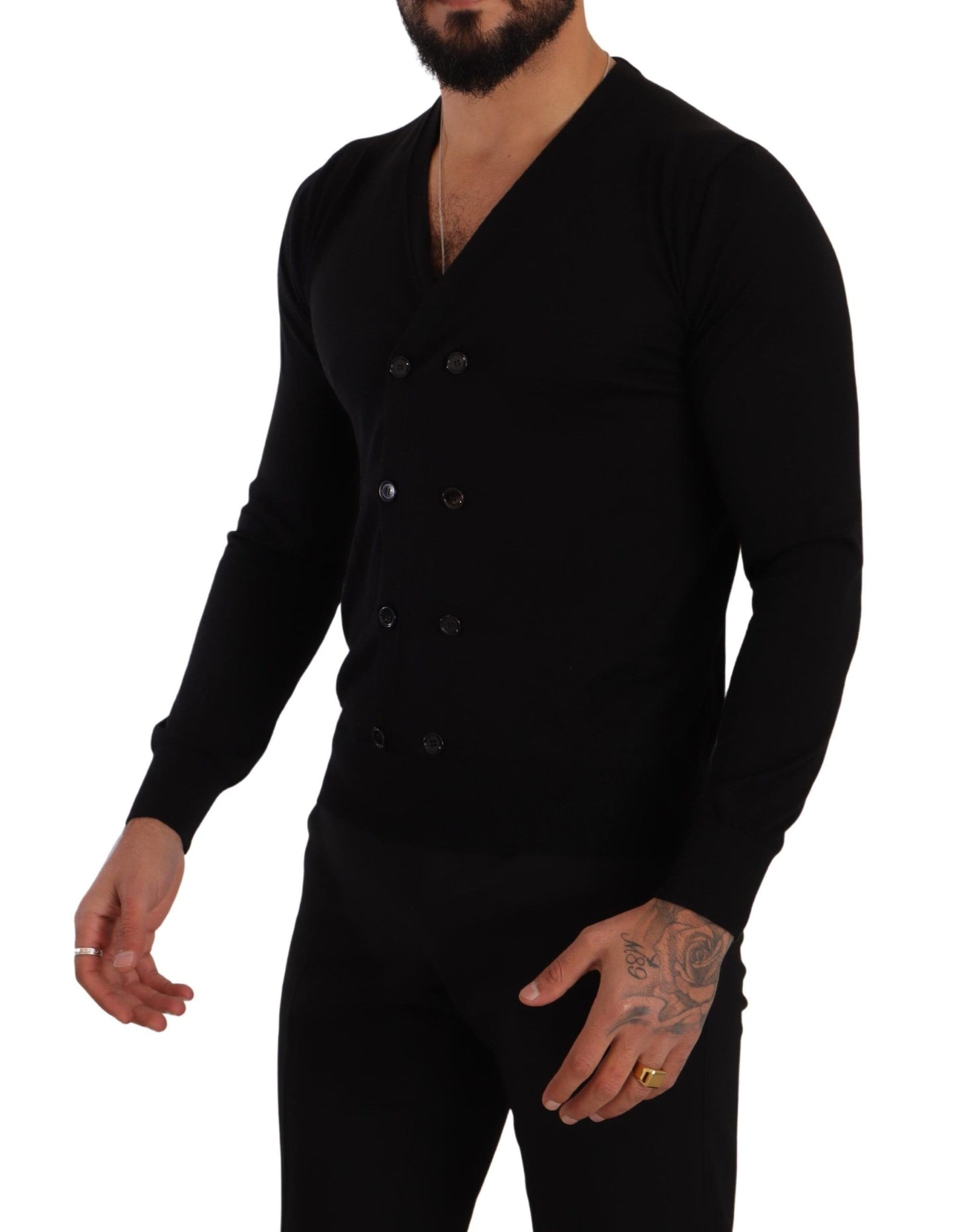 Dolce & Gabbana Black Cashmere Button Down Cardigan 스웨터