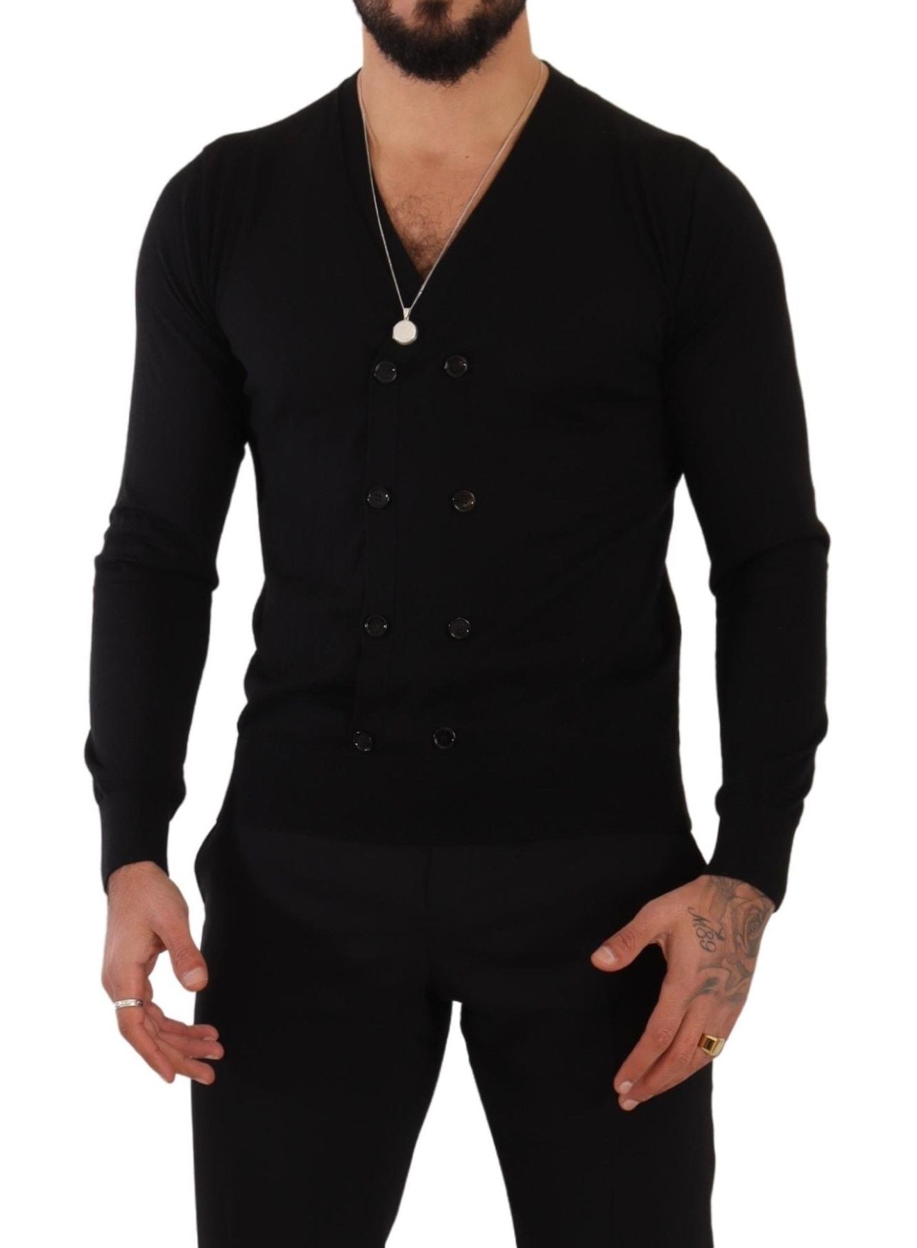 Dolce & Gabbana Black Cashmere Button Down Cardigan 스웨터