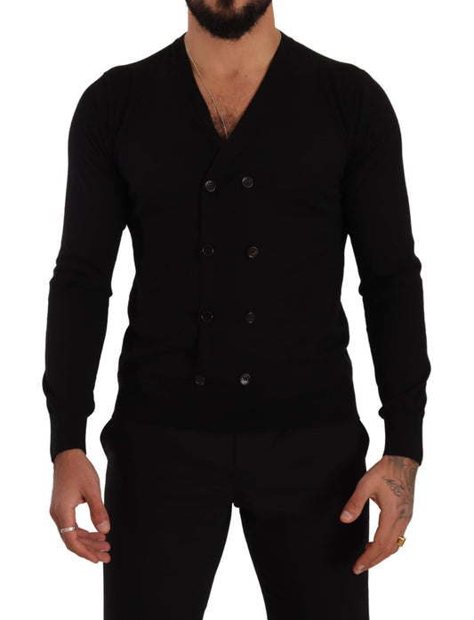 Dolce & Gabbana Black Cashmere Button Down Cardigan 스웨터