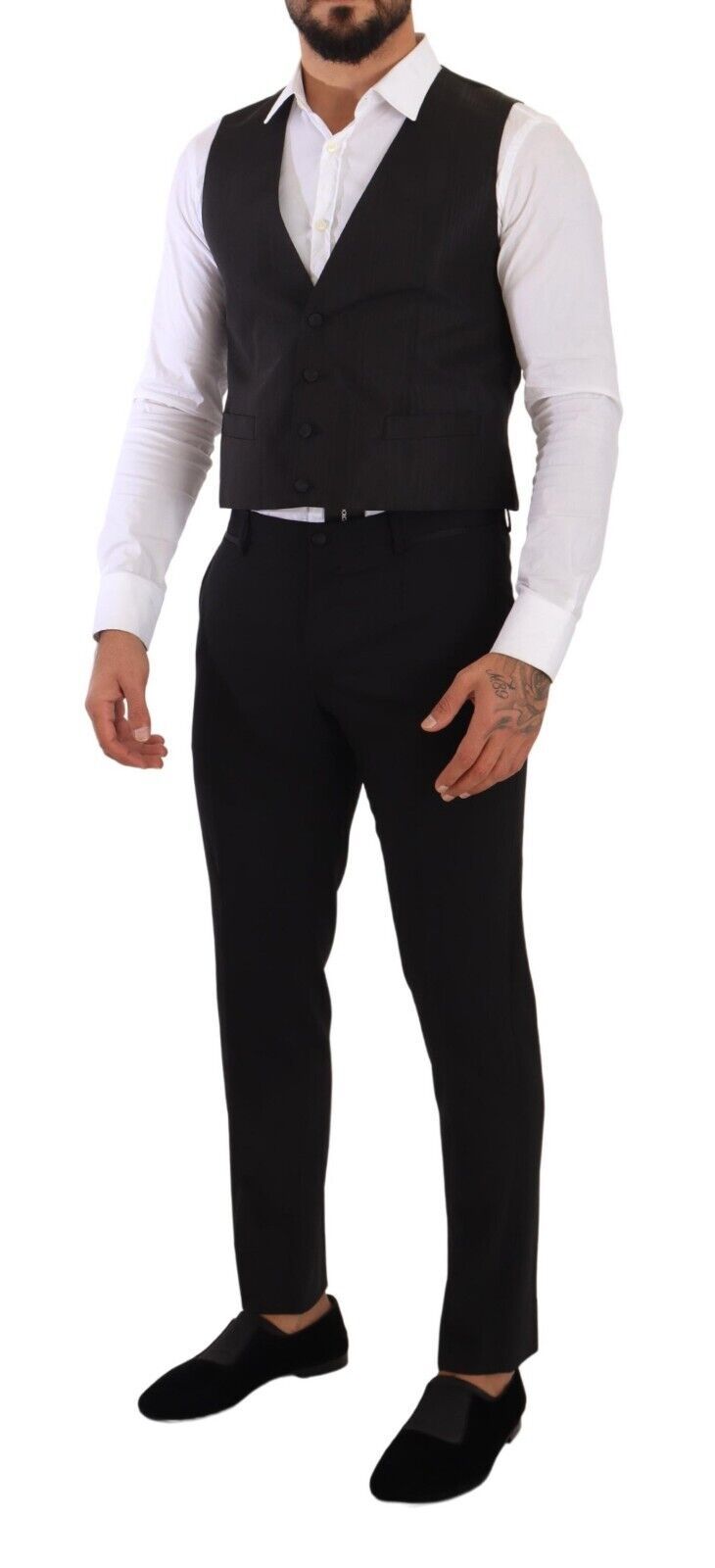 Dolce &amp; Gabbana Graue Slim-Fit-Weste aus Seide, formelle Weste