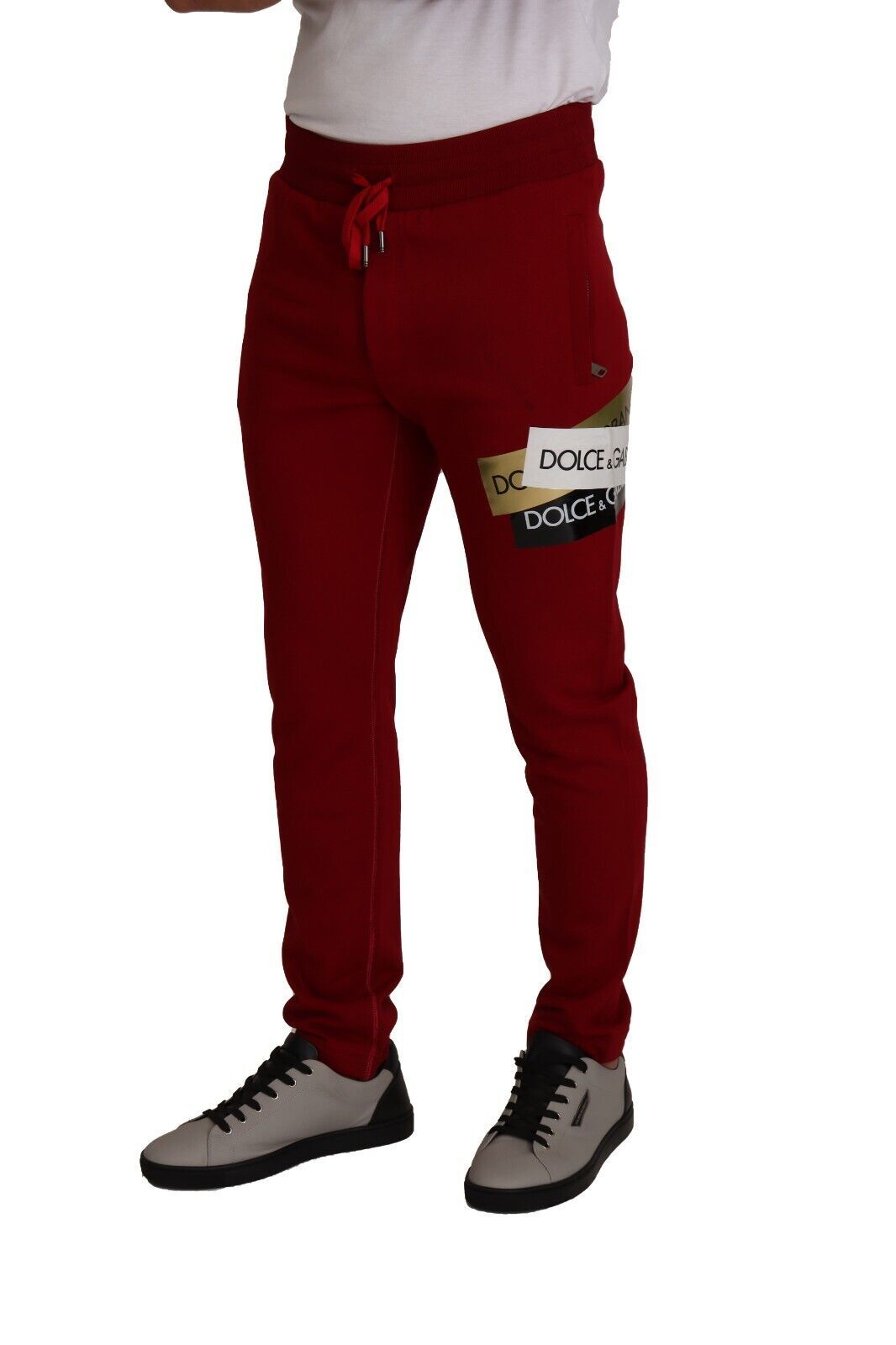 Dolce &amp; Gabbana Jogginghose aus roter Baumwolle mit Logo-Patch