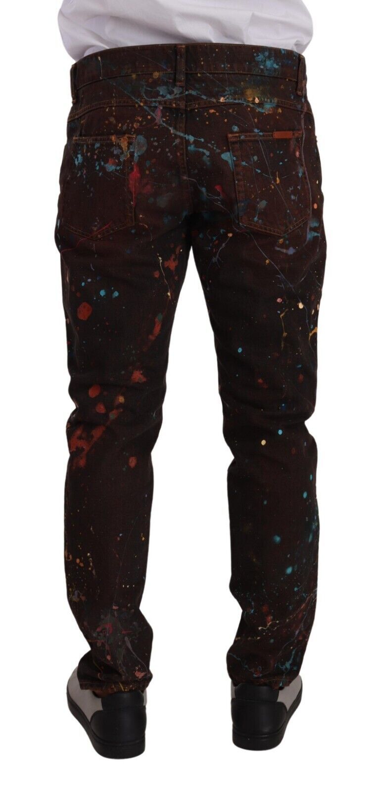 Dolce &amp; Gabbana Brown Splash Color Cotton Regular Denim Jeans