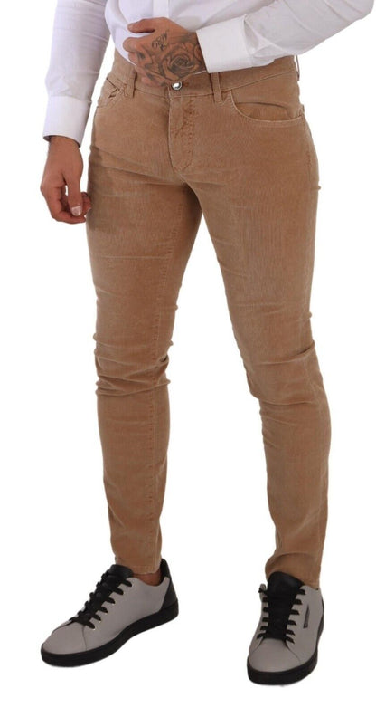 Braune Skinny-Slim-Fit-Jeans aus Cord-Baumwolle von Dolce &amp; Gabbana