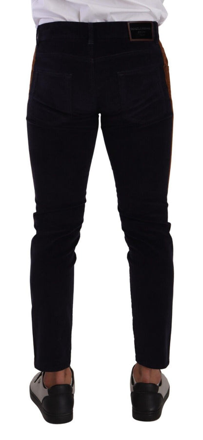 Dolce &amp; Gabbana Blaue Skinny-Cordjeans aus Baumwollstretch