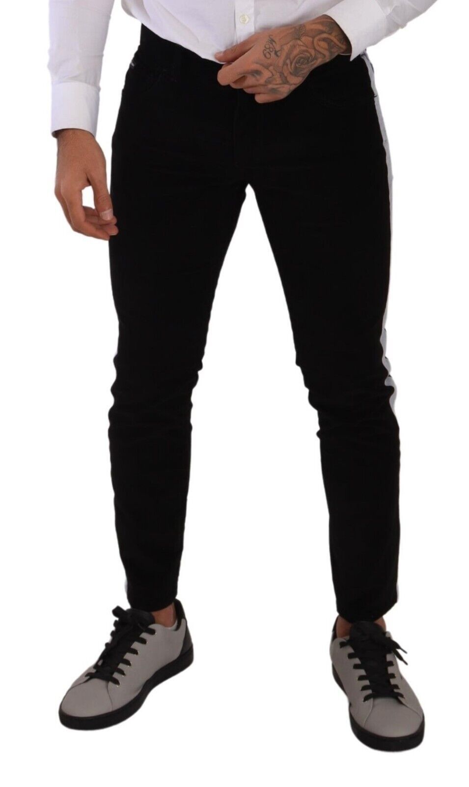 Dolce &amp; Gabbana Schwarze Skinny-Cordjeans aus Baumwollstretch