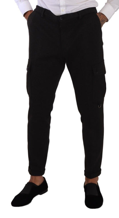 Dolce &amp; Gabbana Schwarze Viskose-Cargo-Skinny-Herrenhose