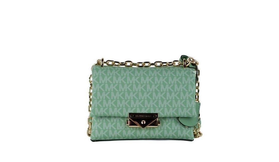 Michael Kors Cece Small Sea Green Signature PVC 컨버터블 플랩 크로스 바디 백