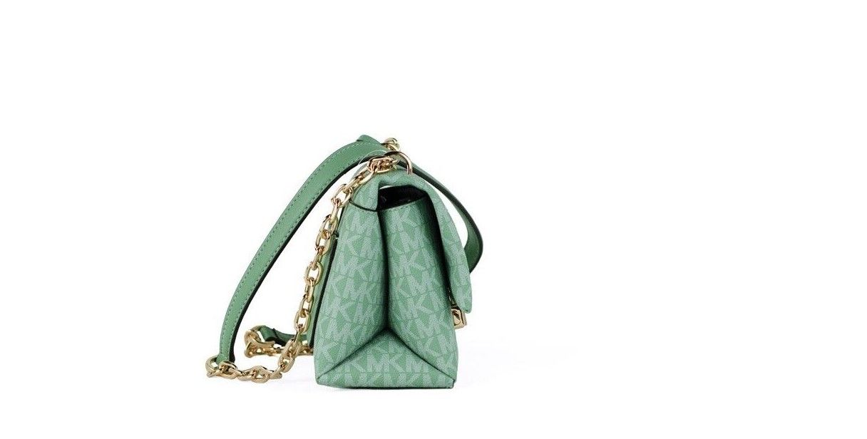 Michael Kors Cece Small Sea Green Signature PVC 컨버터블 플랩 크로스 바디 백