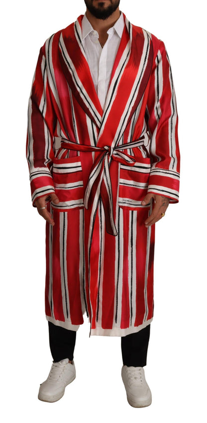 Dolce & Gabbana Chic Striped Silk Sleepwear Robe