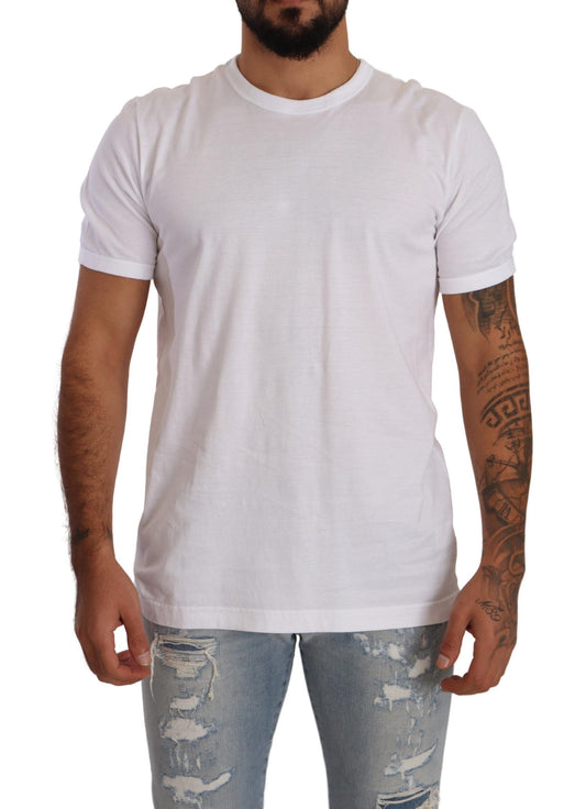 Dolce & Gabbana White Crewneck Short Sleeve Cotton 티셔츠