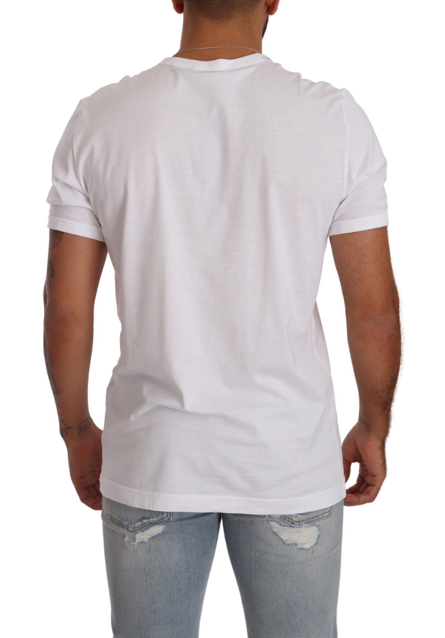 Dolce & Gabbana White Crewneck Short Sleeve Cotton 티셔츠