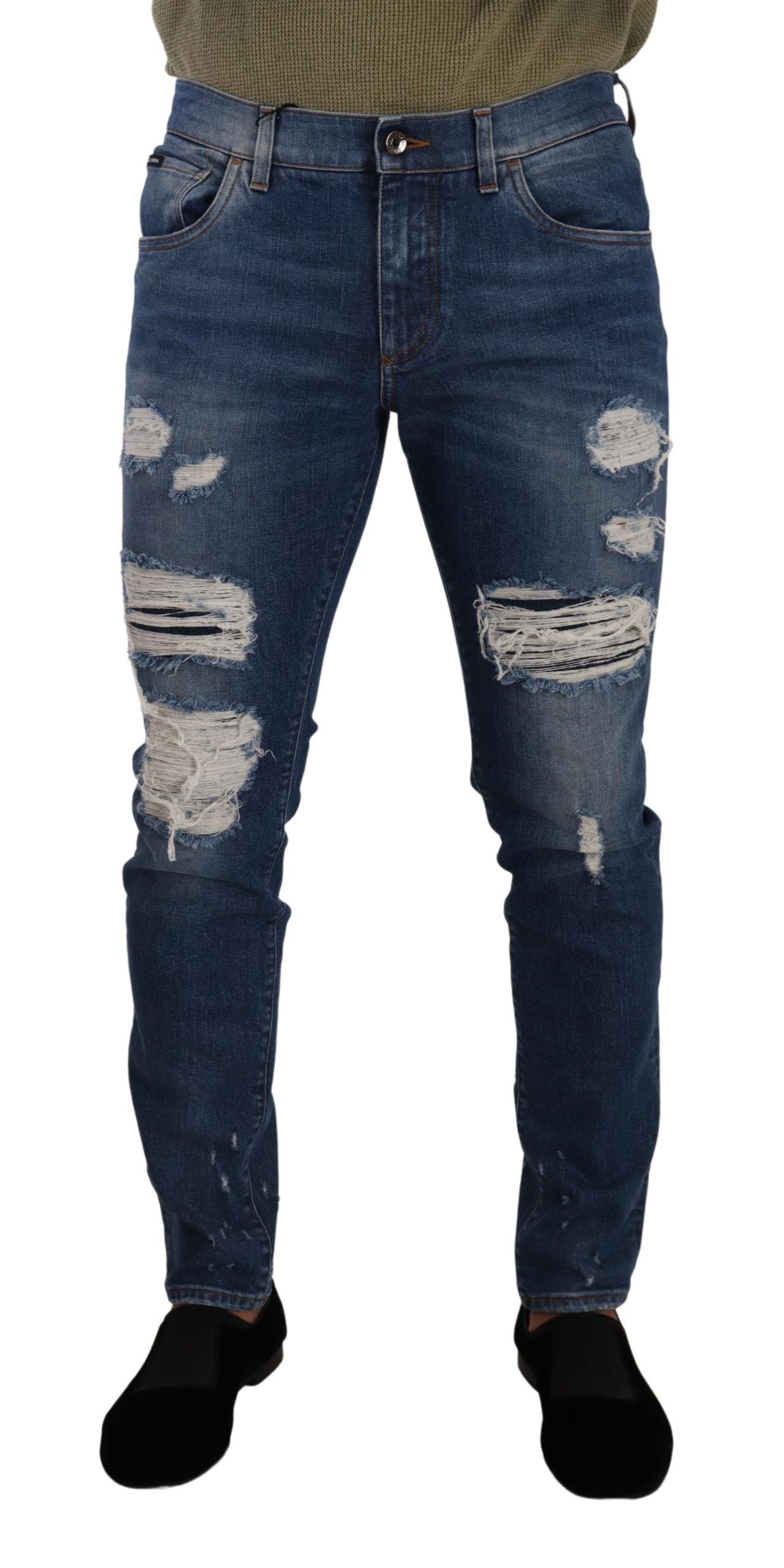 Dolce &amp; Gabbana Slim-Fit-Jeans aus Baumwollstretch in blauer Waschung