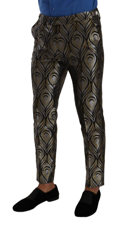 Dolce &amp; Gabbana Silber Gold Jacquard Herrenhose