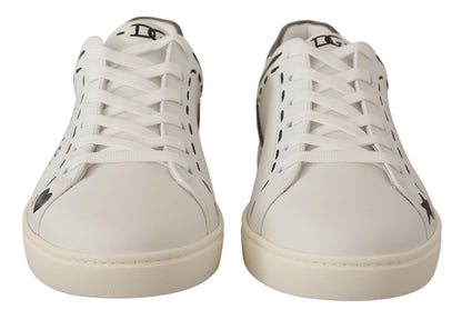 Dolce &amp; Gabbana Weißes Leder Grau LOVE Casual Sneakers Schuhe