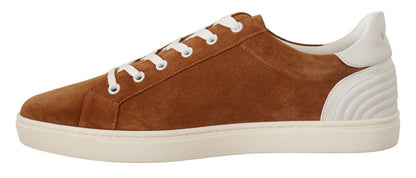 Dolce &amp; Gabbana Low-Top-Sneakers aus braunem Wildleder